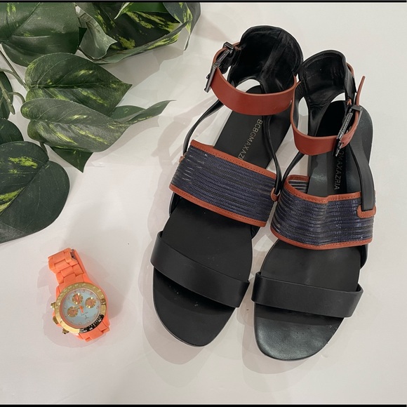 Bcbg gladiator sandals brown black and navy size 6 1/2 - Picture 1 of 7